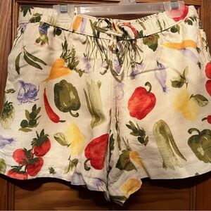 Veggie Print Women's linen Shorts Abercrombie